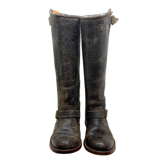 Frye Veronica Slouch Boot Chocolate Tobacco Finish Distressed Leather Sz 6 - Picture 5 of 11